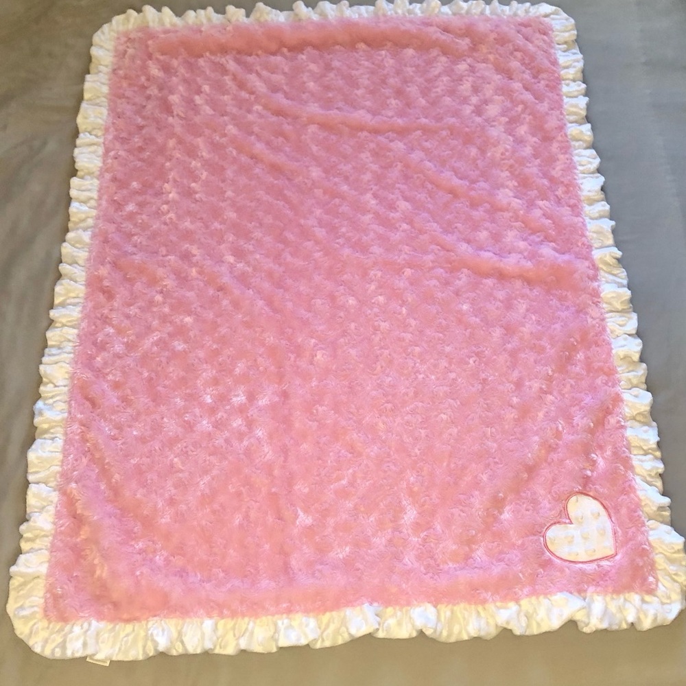 Baby Starters Fluffy Pink White Baby Blanket 30”X40”